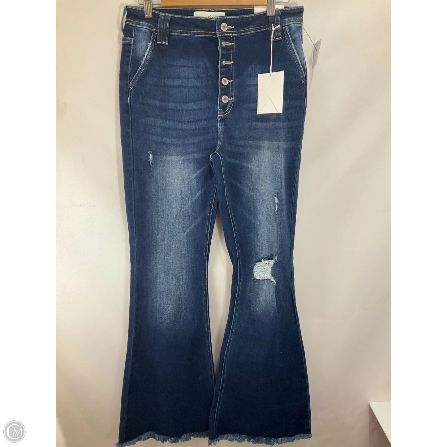 Jeans Flared By Kancan In Blue Denim, Size: 8