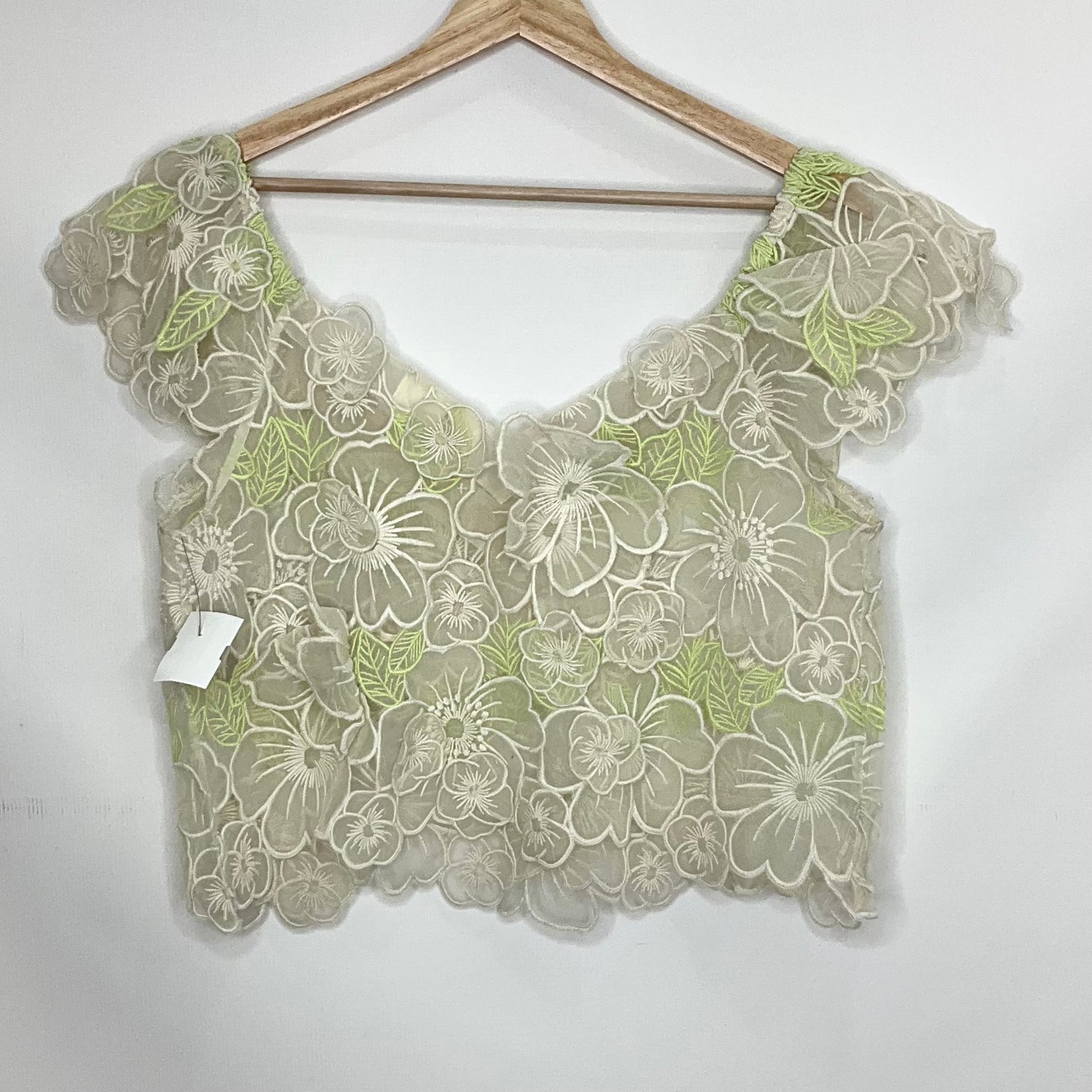 Cream & Green Top Sleeveless Anthropologie, Size M