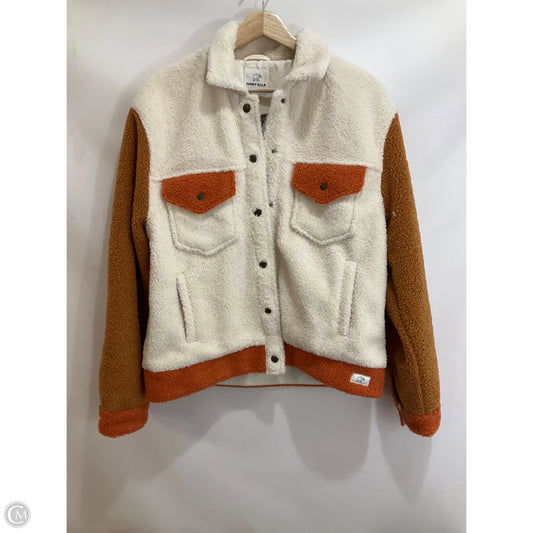 Jacket Faux Fur & Sherpa By Ivory Ella In Cream & Orange, Size: L