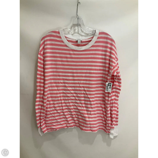 Top Long Sleeve Basic By J. Crew In Pink & White, Size: M