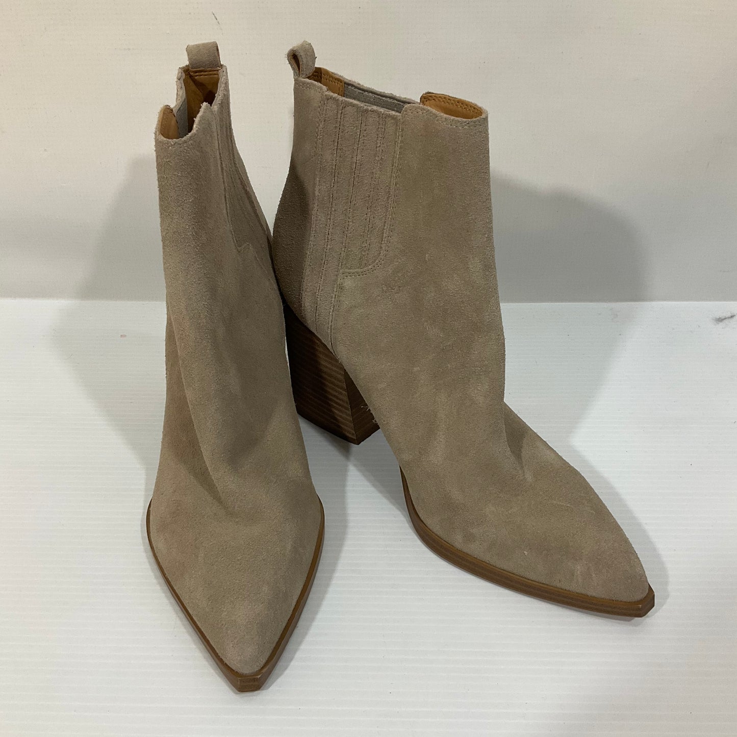 Boots Ankle Heels By Marc Fisher In Tan, Size: 10