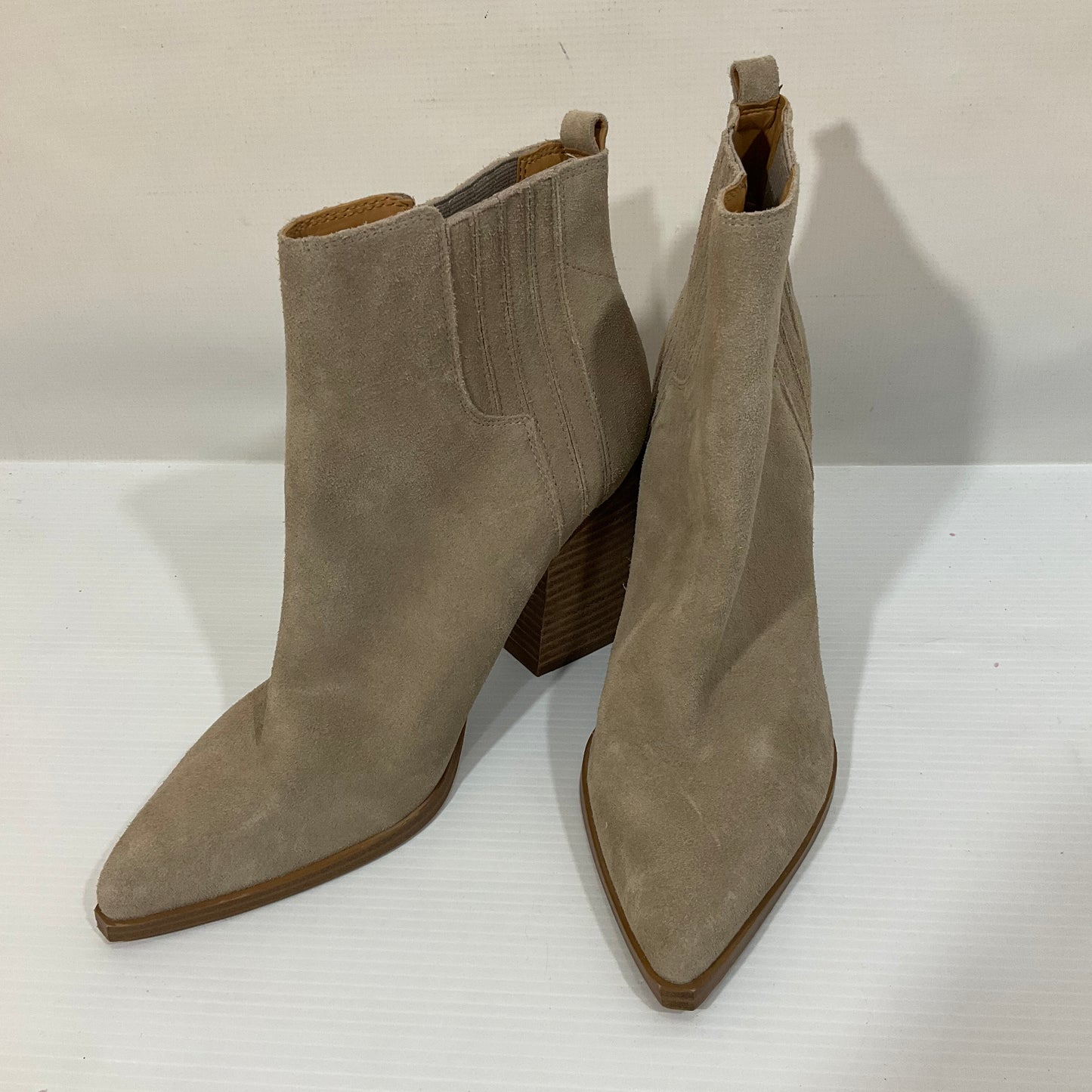 Boots Ankle Heels By Marc Fisher In Tan, Size: 10