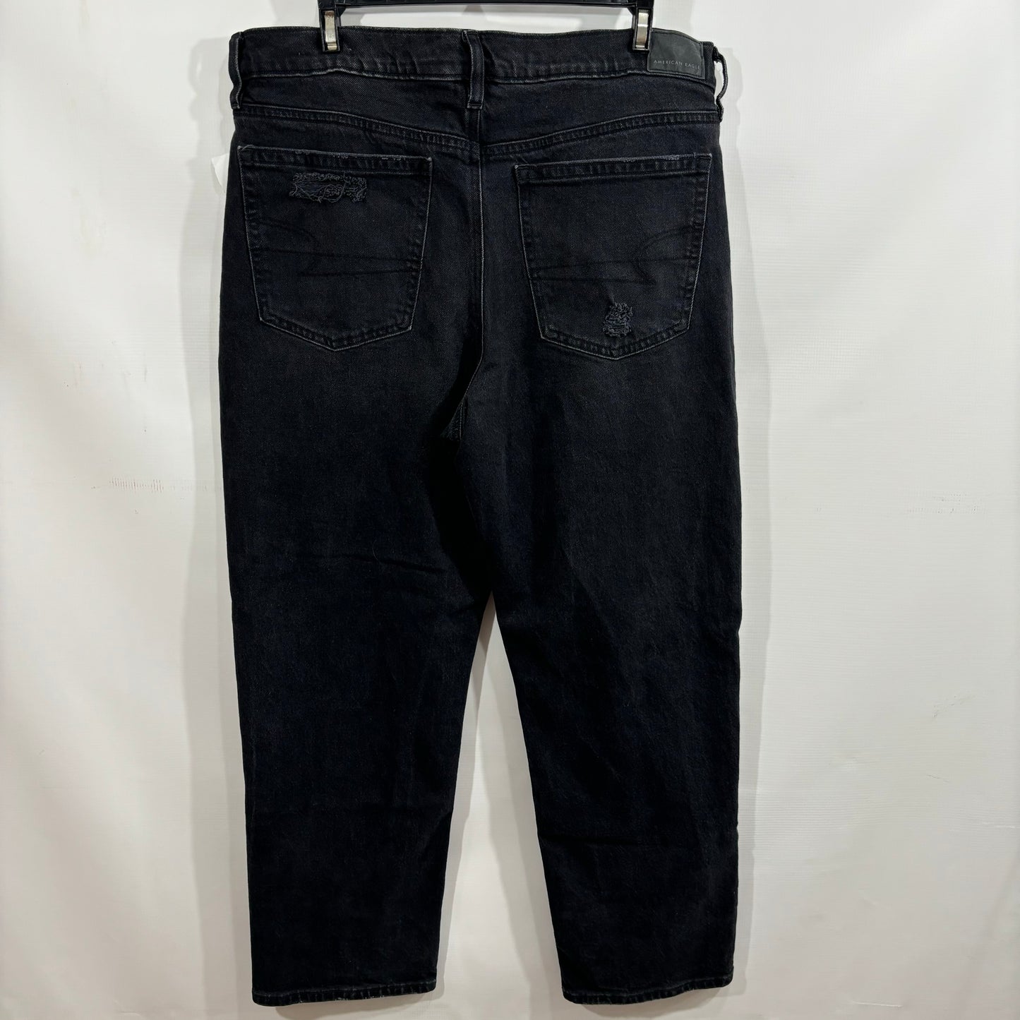 Jeans Straight By American Eagle In Black Denim, Size: 14