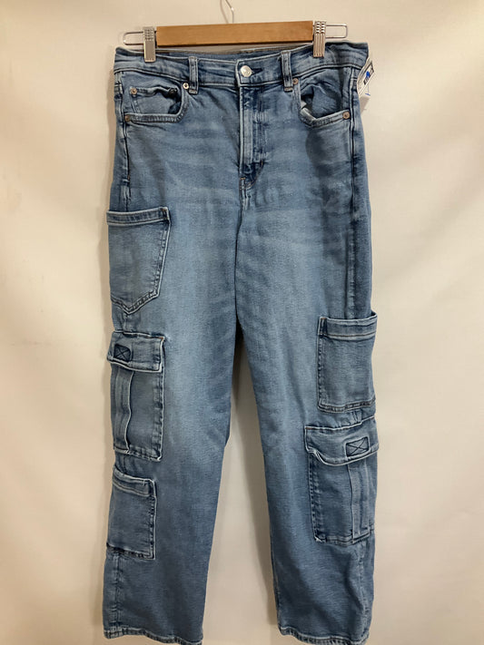 Jeans Straight By American Eagle In Blue Denim, Size: 8