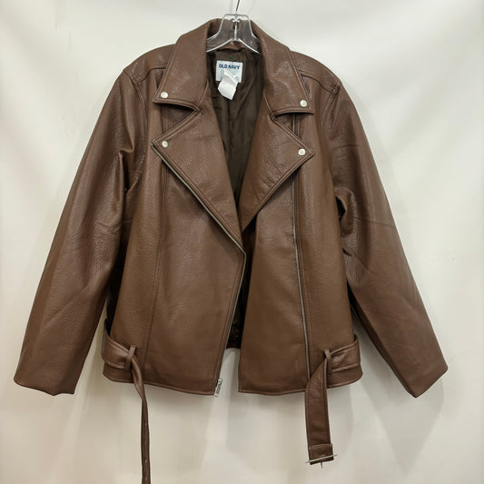 Jacket Leather By Old Navy In Brown, Size: 2x