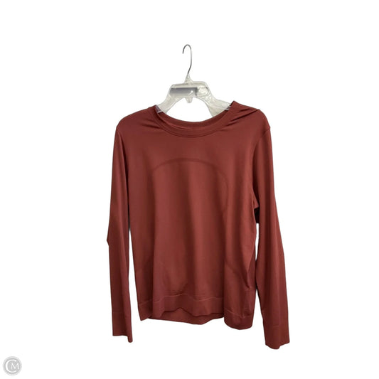 Athletic Top Long Sleeve Collar By Lululemon In Maroon, Size: L