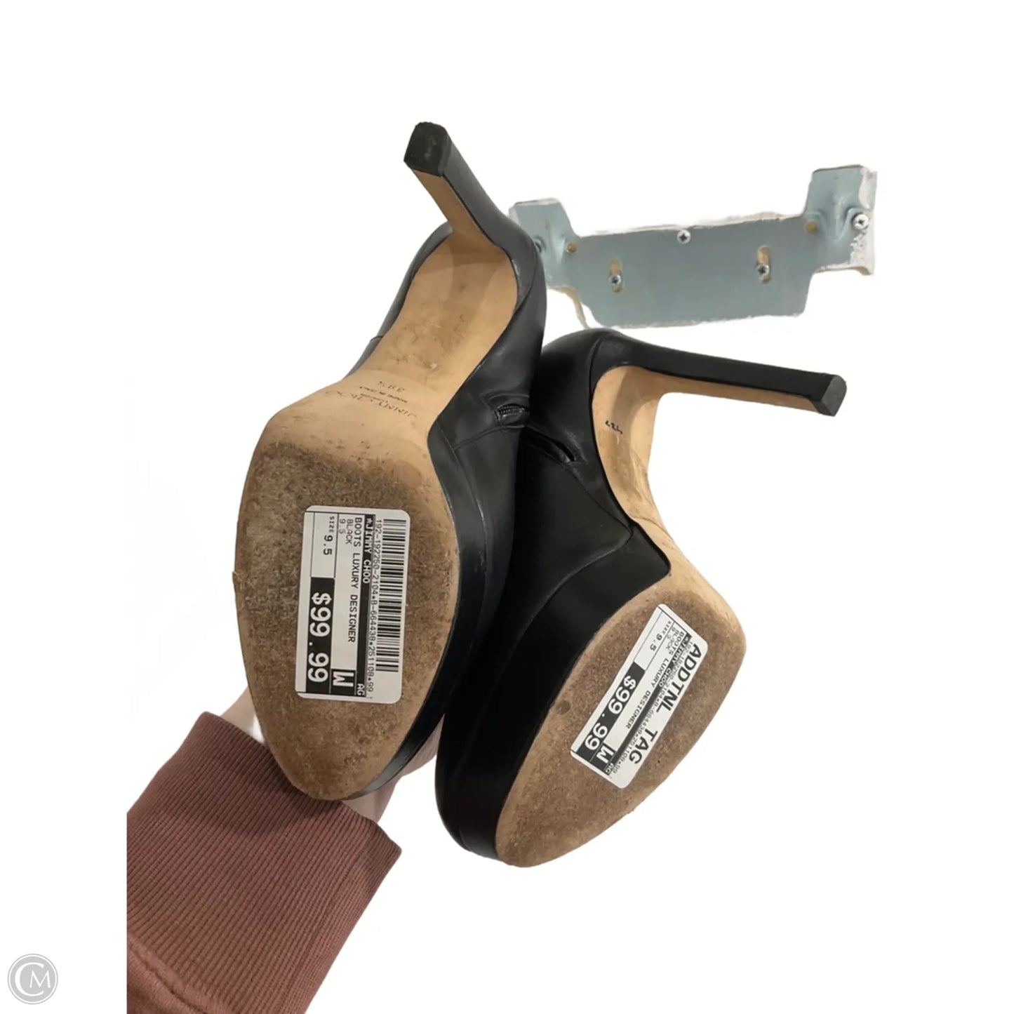 Boots Luxury Designer By Jimmy Choo In Black, Size: 9.5