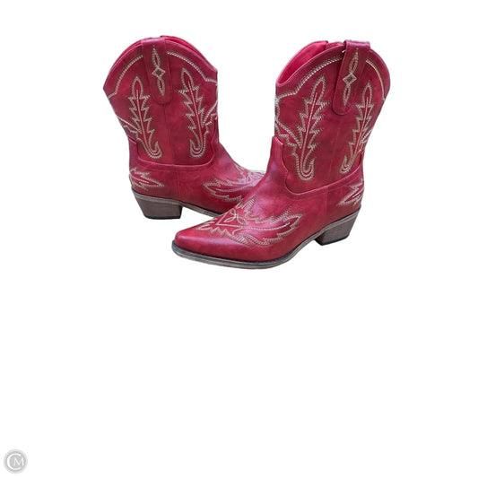 Boots Leather By Clothes Mentor In Red, Size: 8.5