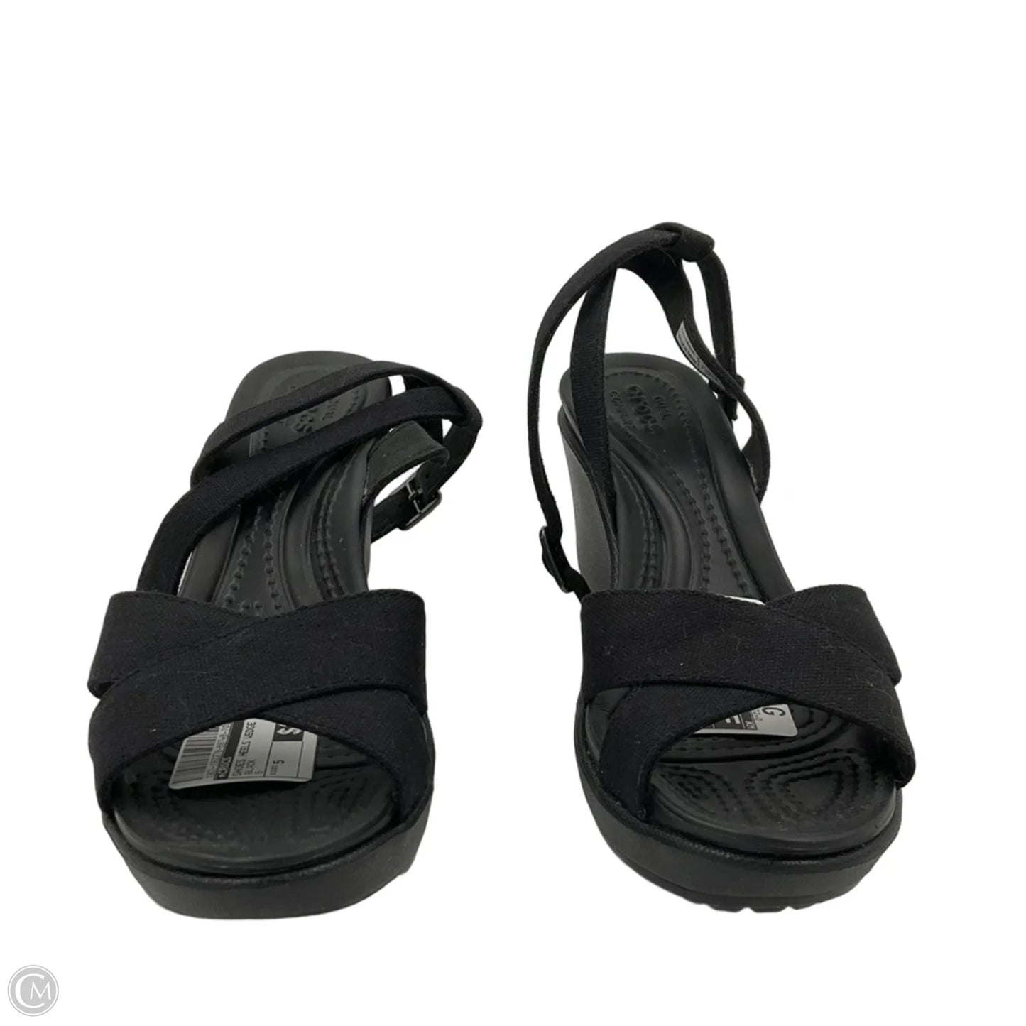 Shoes Heels Wedge By Crocs In Black, Size: 5
