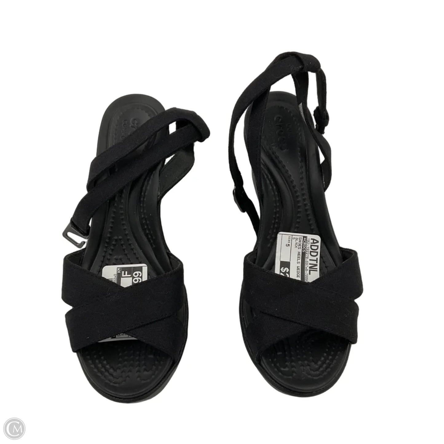 Shoes Heels Wedge By Crocs In Black, Size: 5