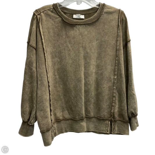 Sweatshirt Collar By Zenana In Tan, Size: L