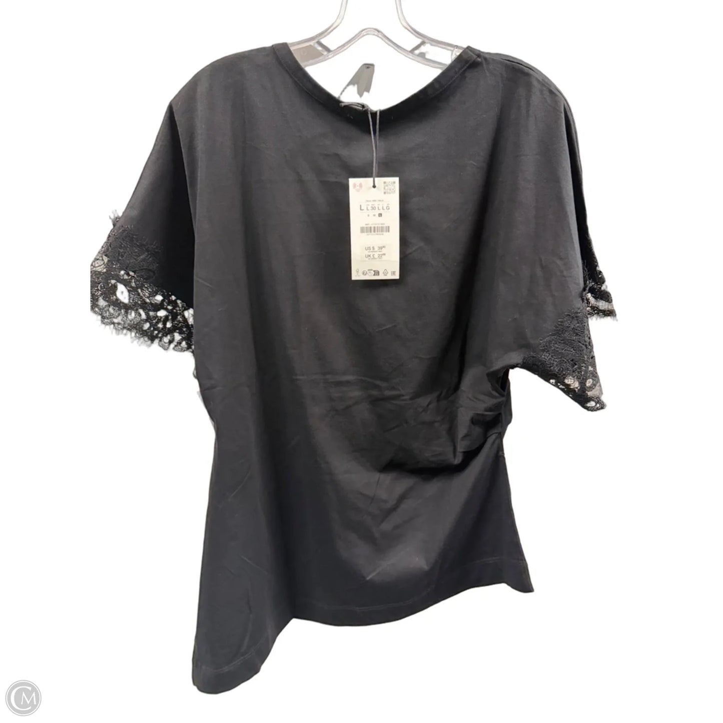 Top Short Sleeve Basic By Zara In Black, Size: L