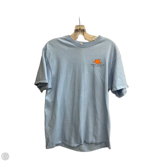 Top Short Sleeve By Simply Southern In Blue & Orange, Size: L