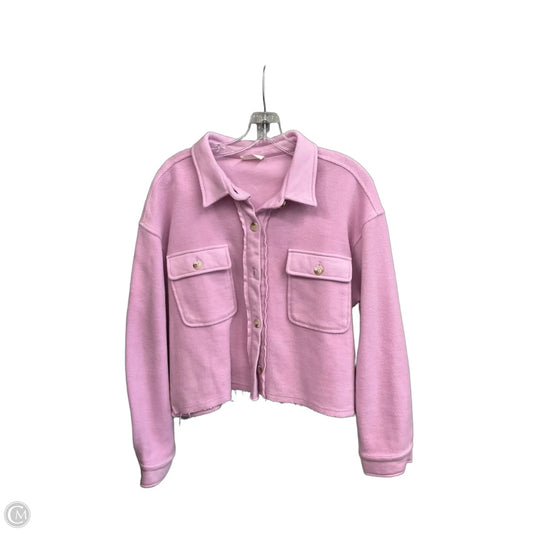 Jacket Shirt By Allie Rose In Purple, Size: L