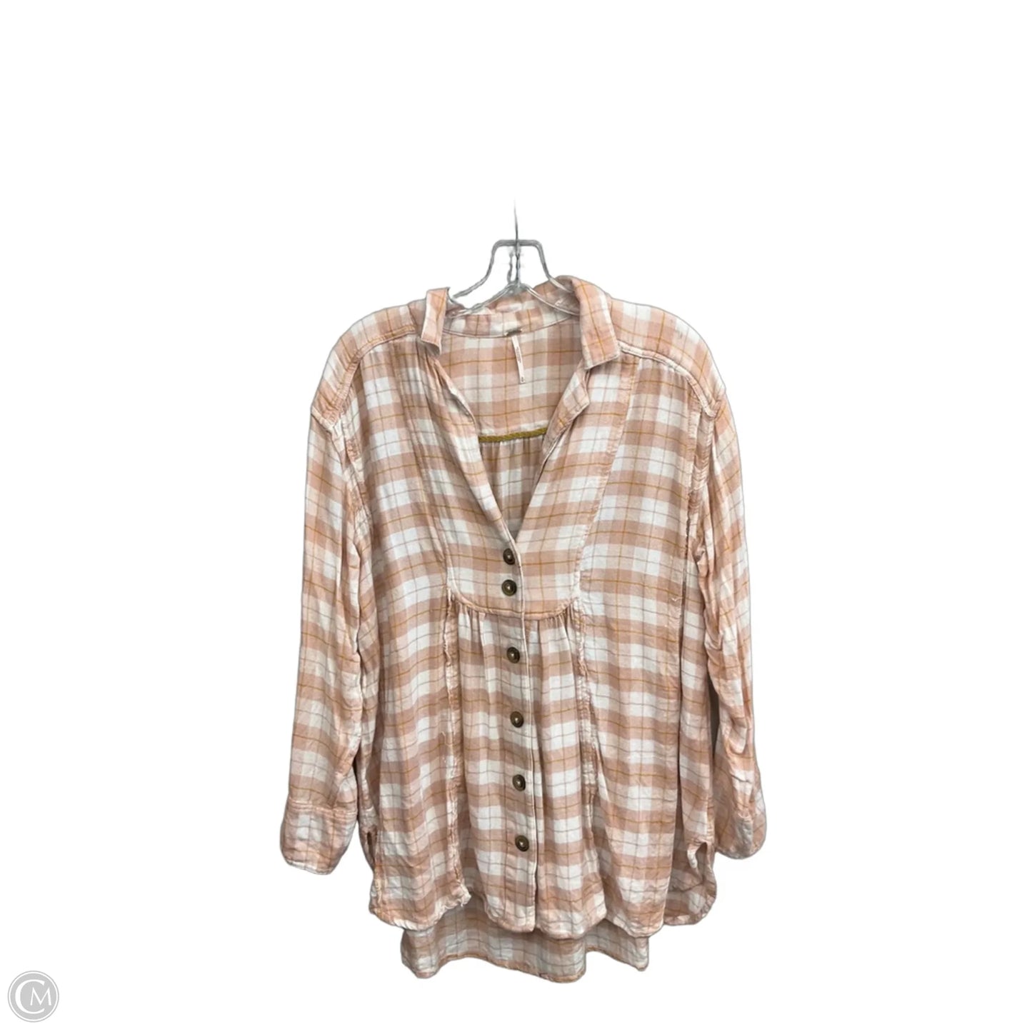 Top Long Sleeve By Free People In Plaid Pattern, Size: M