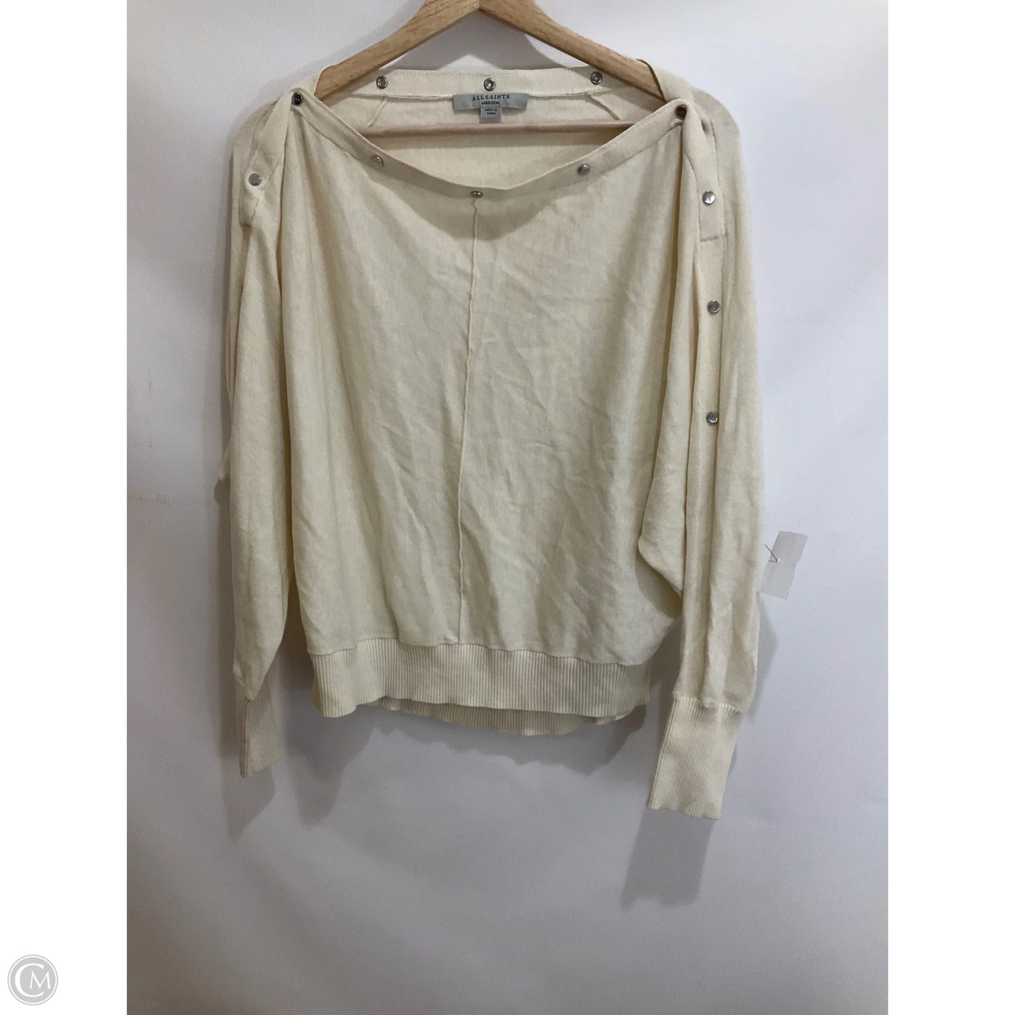 Top Long Sleeve Designer By All Saints In Cream, Size: M