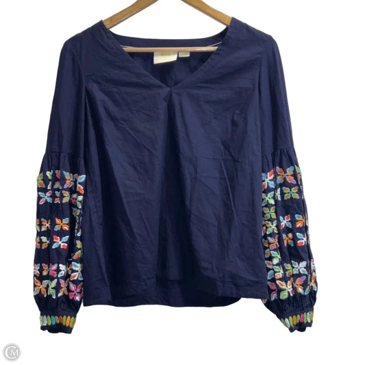 Top Long Sleeve By Maeve In Blue, Size: 6