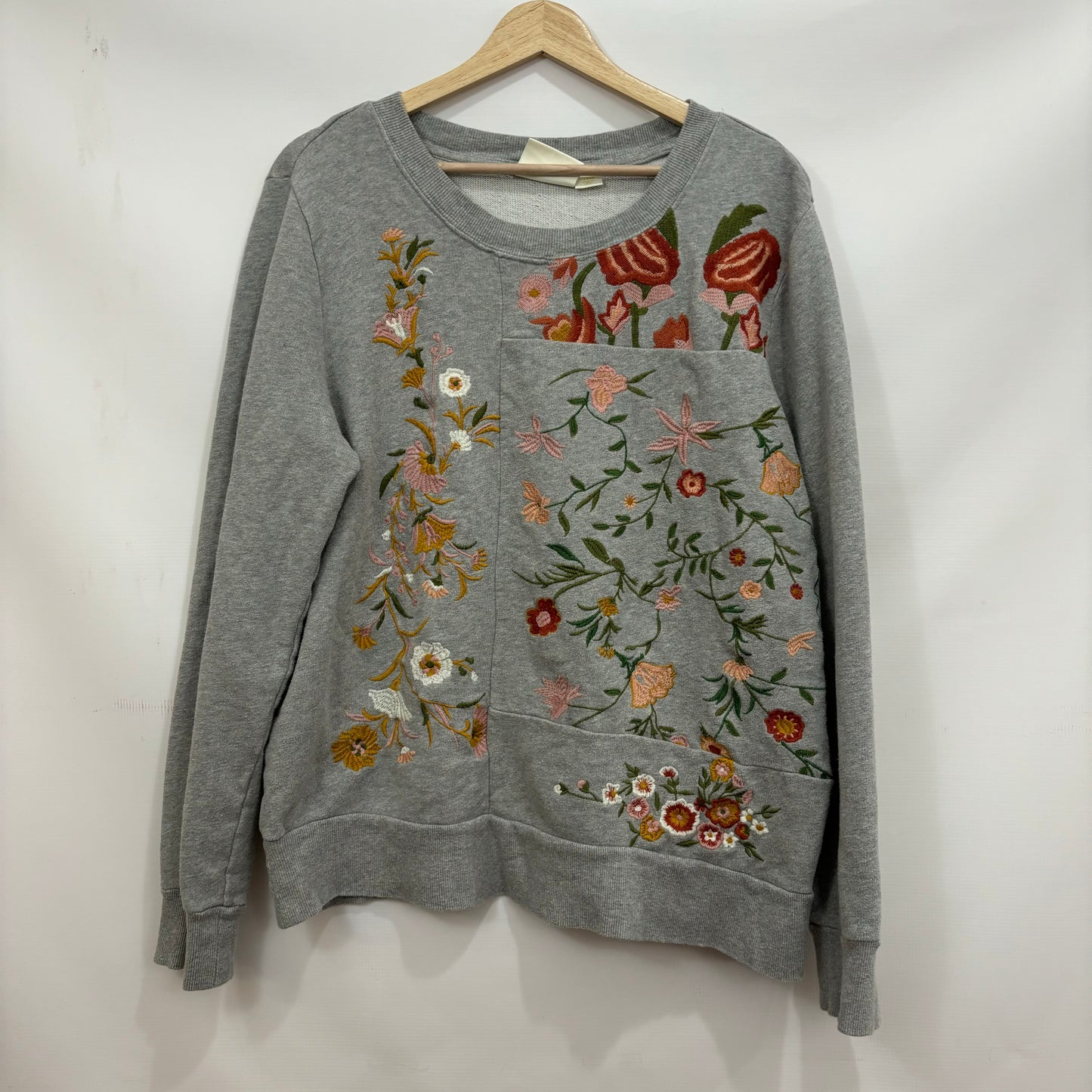 Sweatshirt Collar By Maeve In Grey, Size: L