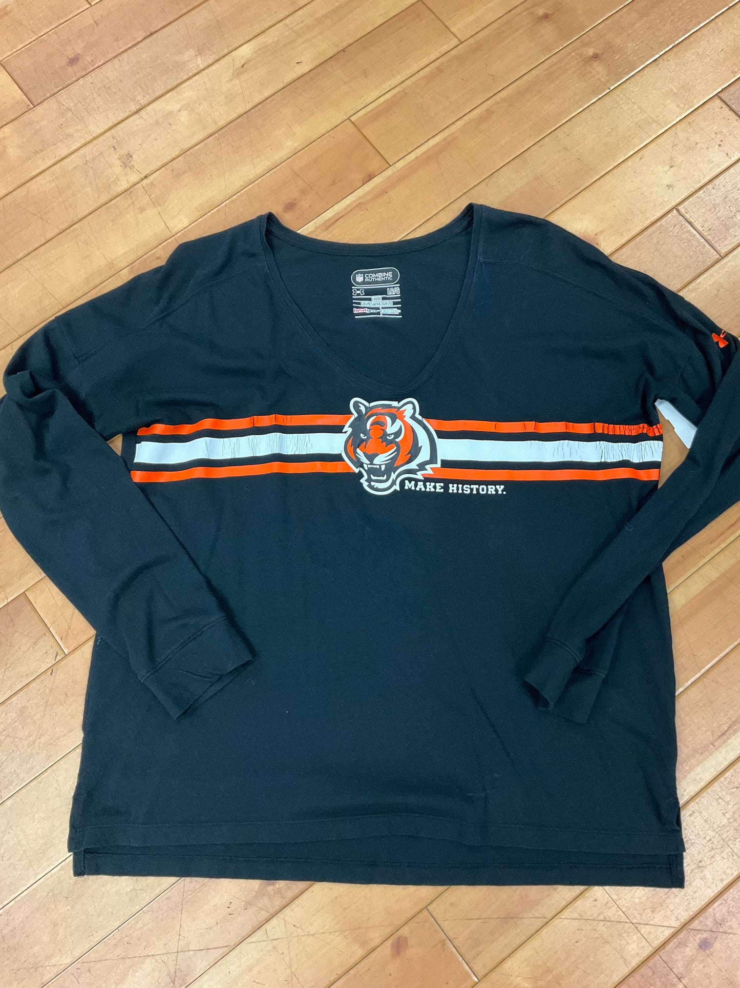 Top Long Sleeve By Nfl In Blue & Orange, Size: L