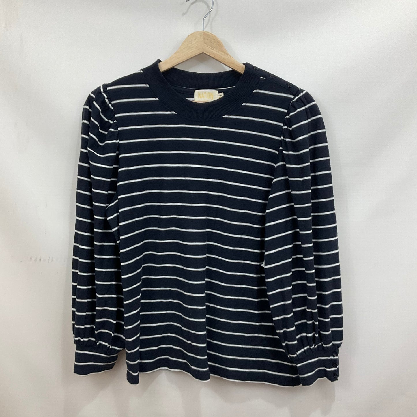 Top Long Sleeve By Nation Ltd In Blue, Size: M