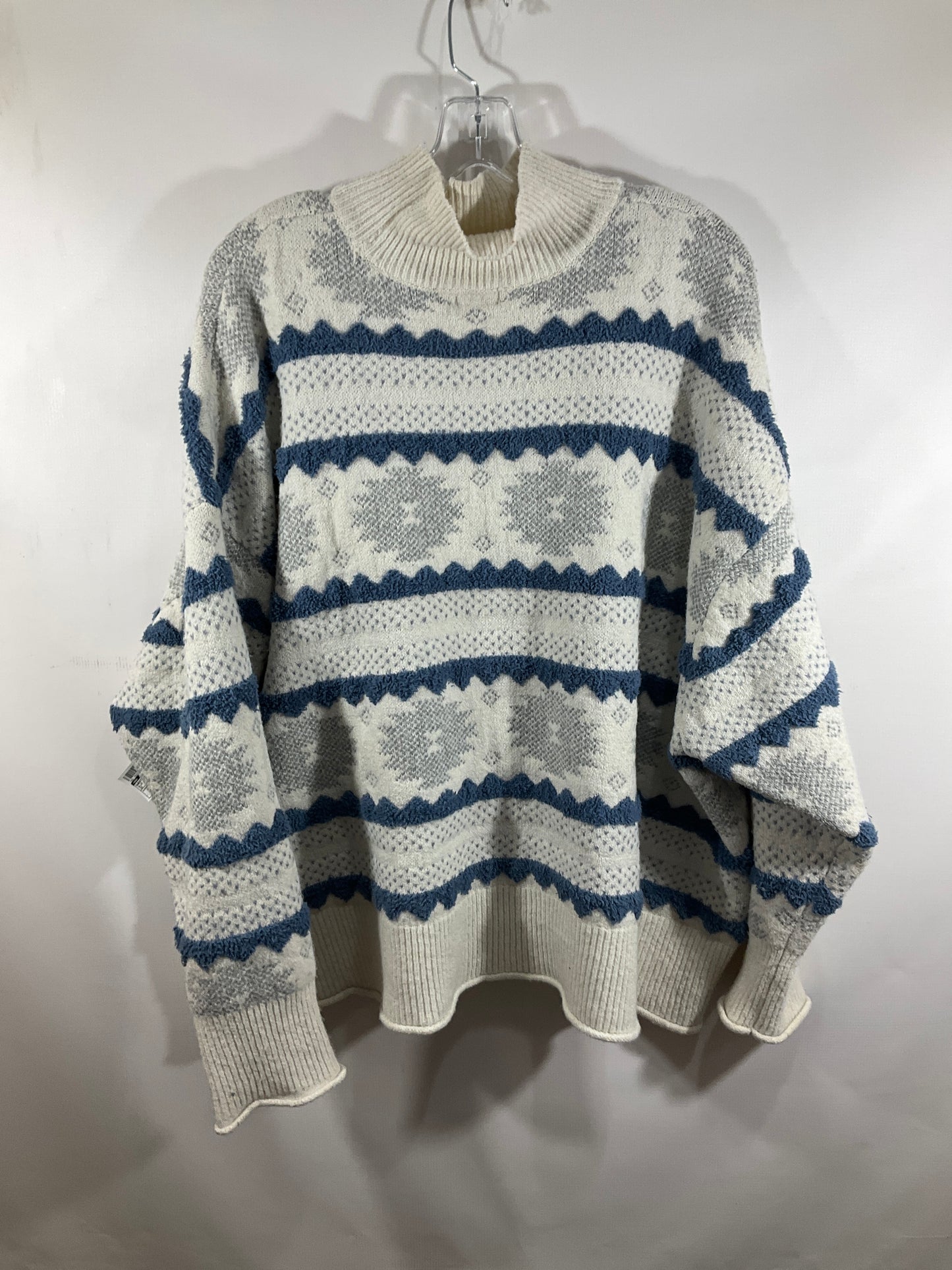 Sweater By Ana In Blue & Cream, Size: 3x