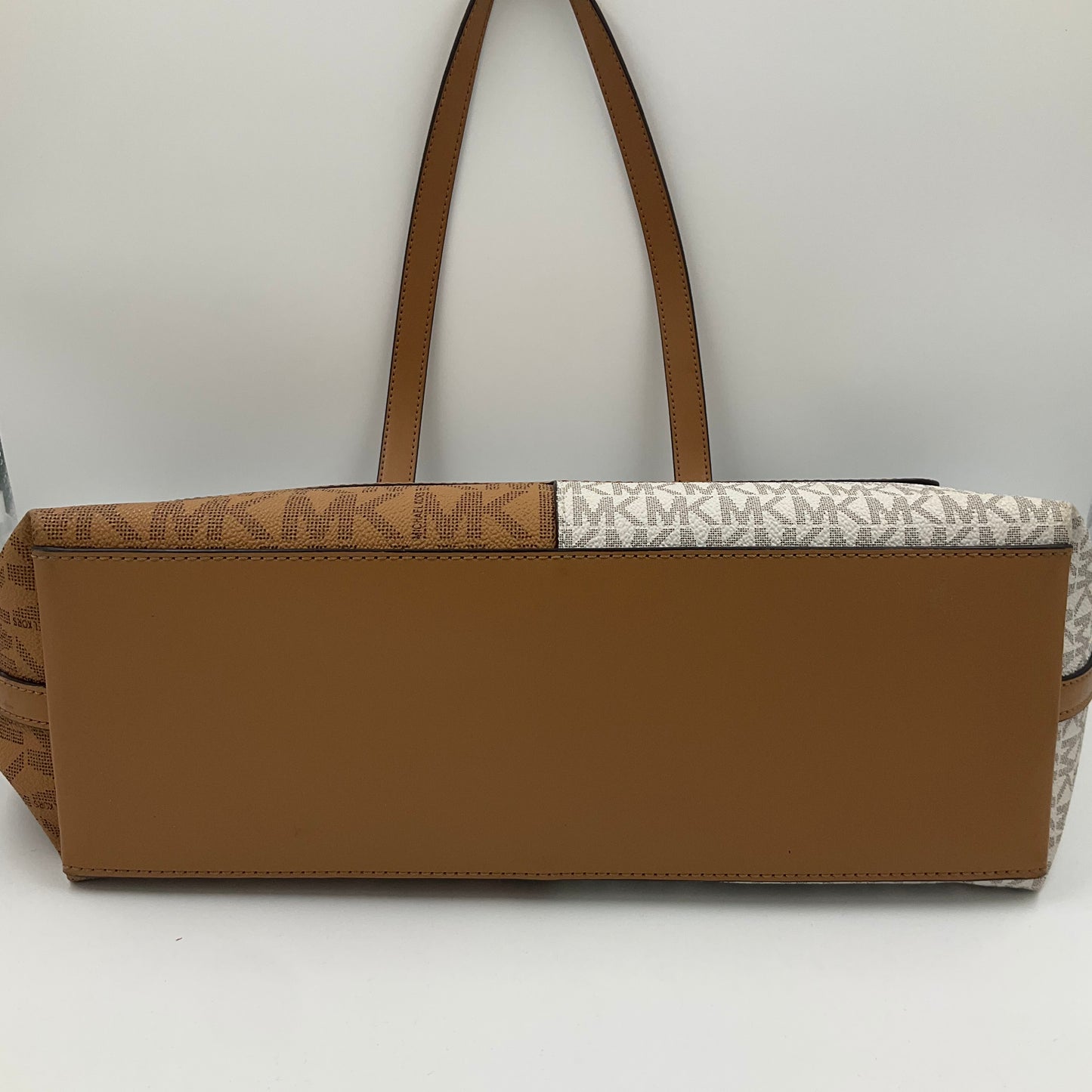 Handbag Designer By Michael Kors In Brown & Cream, Size:Large