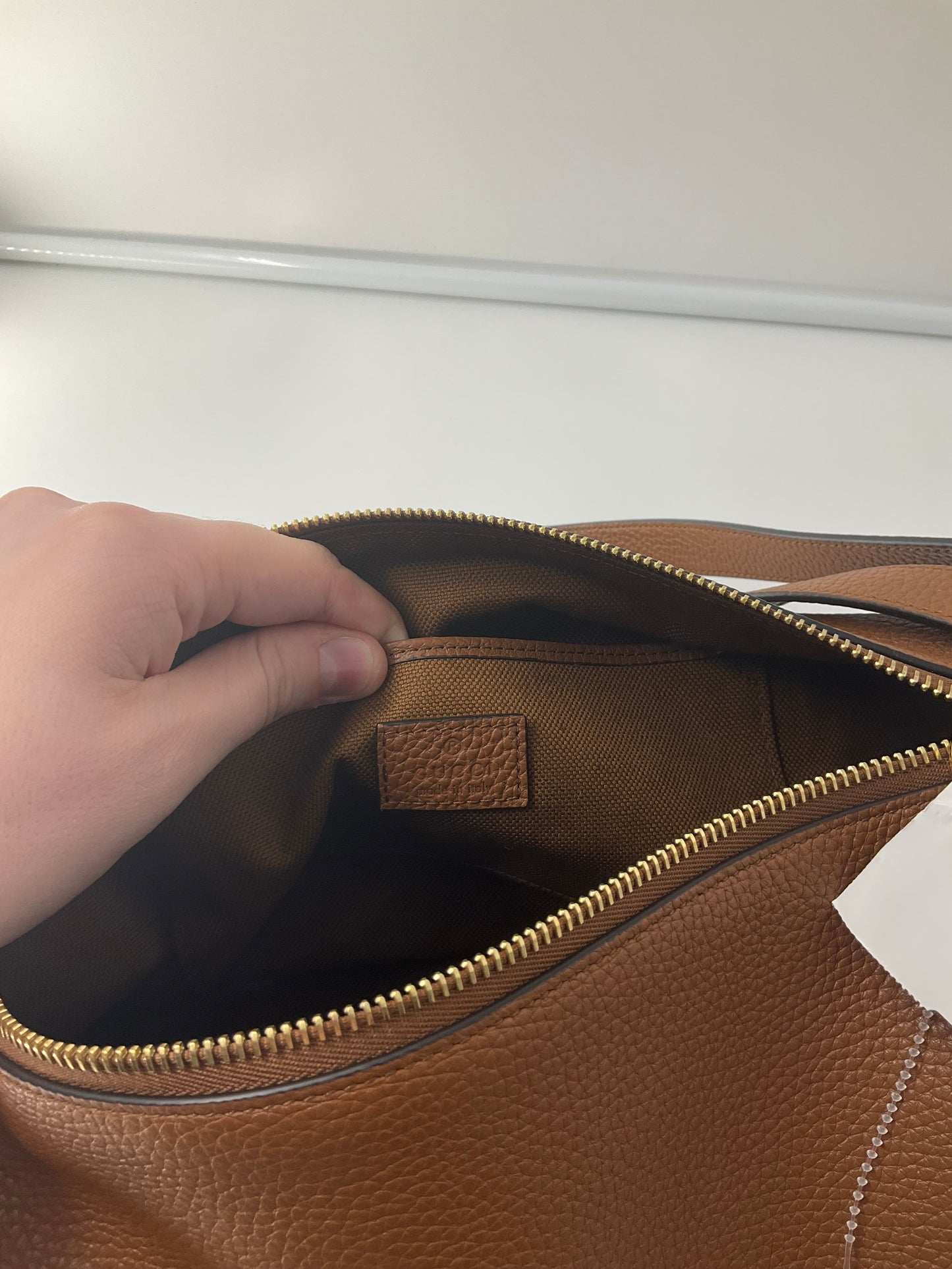 Gucci Half Horsebit Shoulder Bag In Brown Leather, Size: Medium