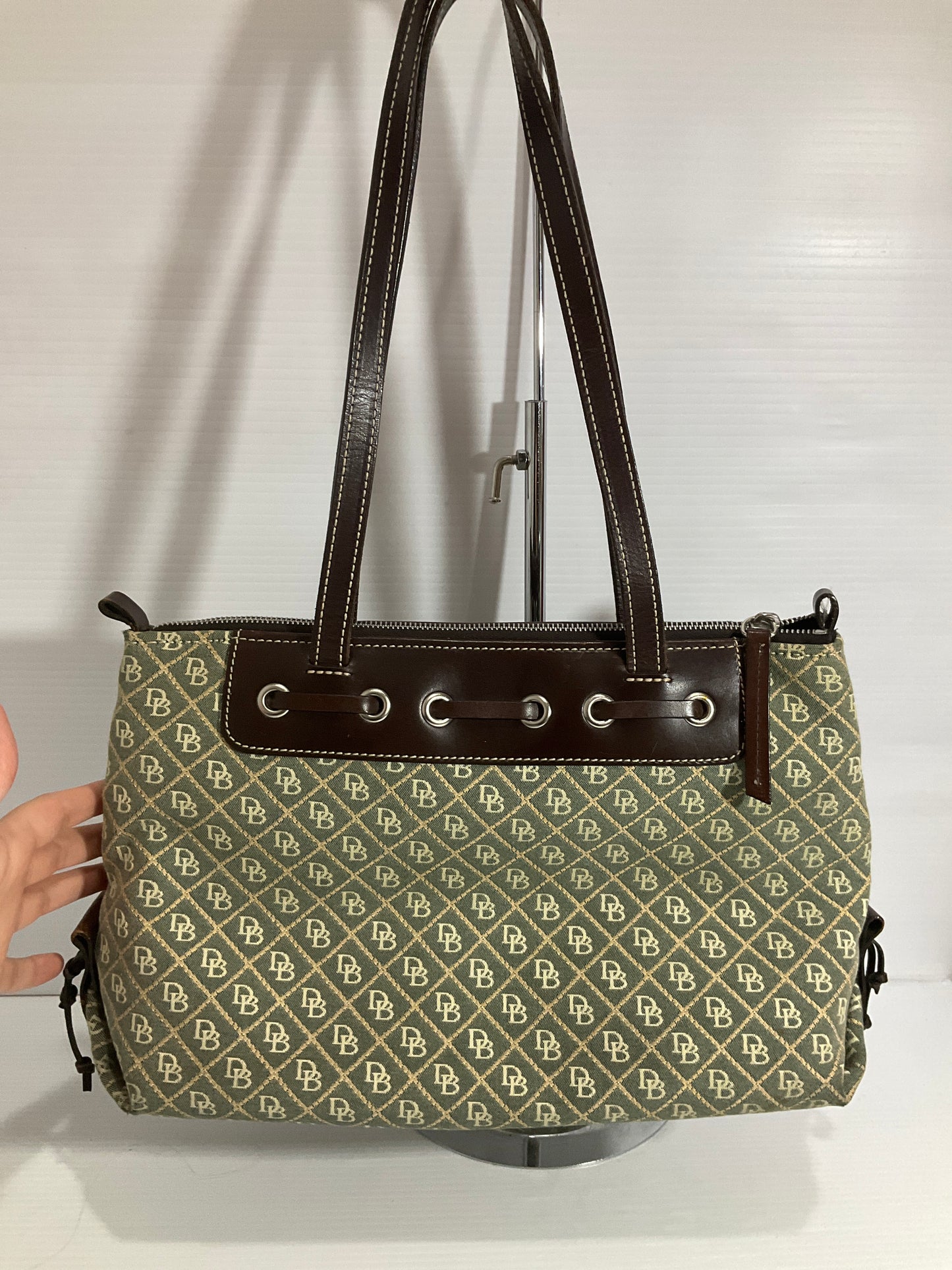 Handbag Designer By Dooney And Bourke In Blue & Brown, Size:Medium