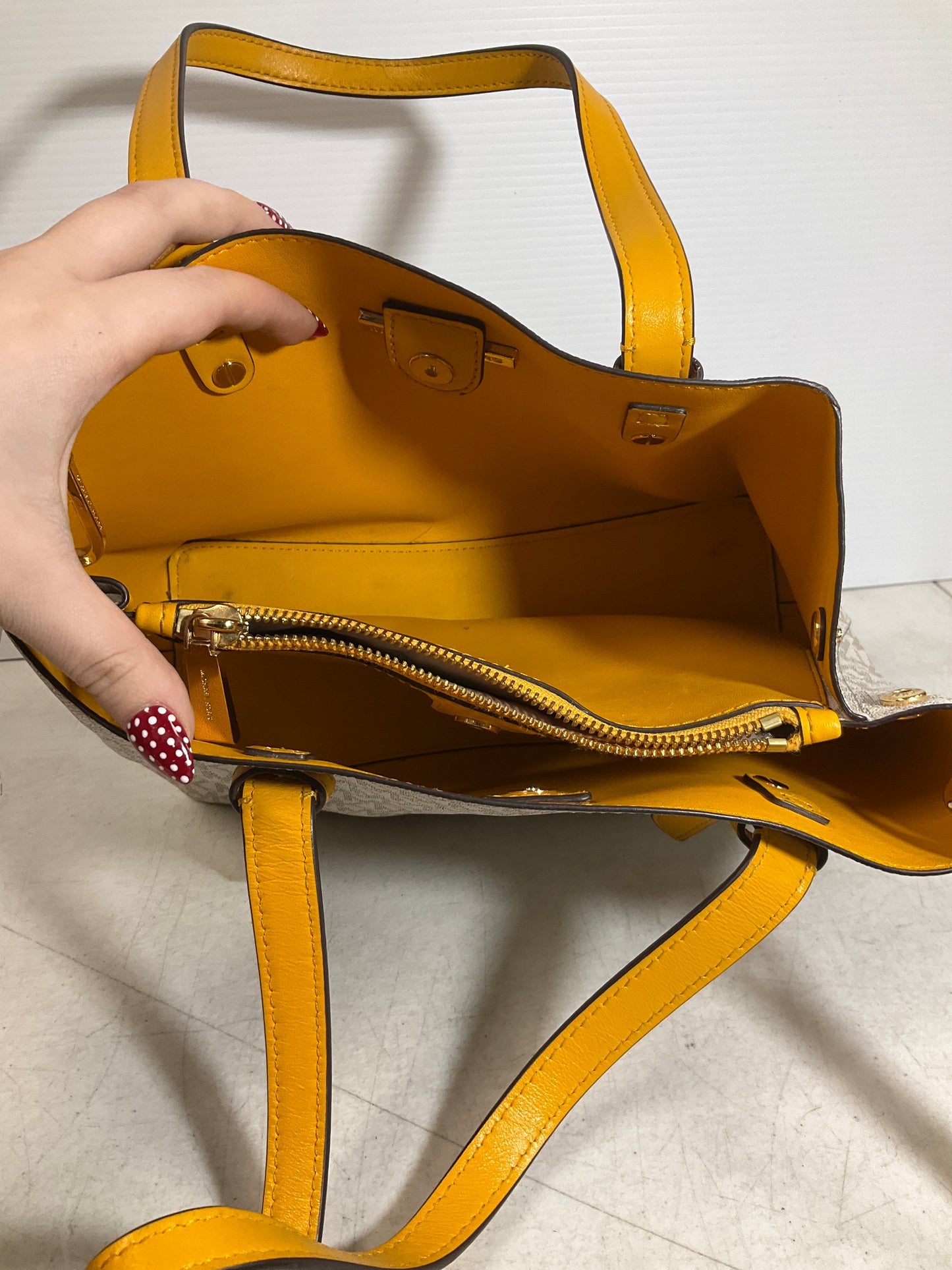 Crossbody Designer By Michael Kors In Yellow, Size:Medium