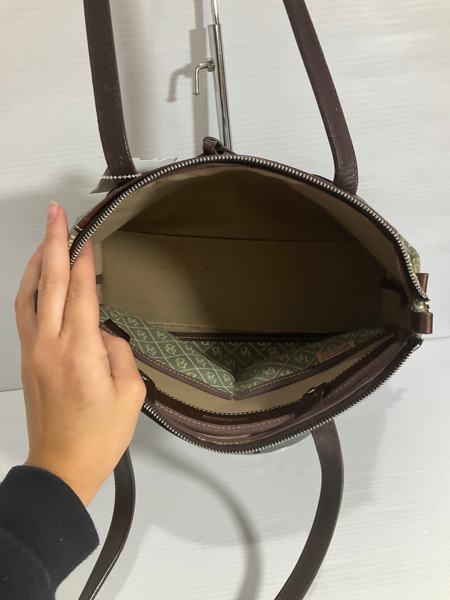 Handbag Designer By Dooney And Bourke In Blue & Brown, Size:Medium