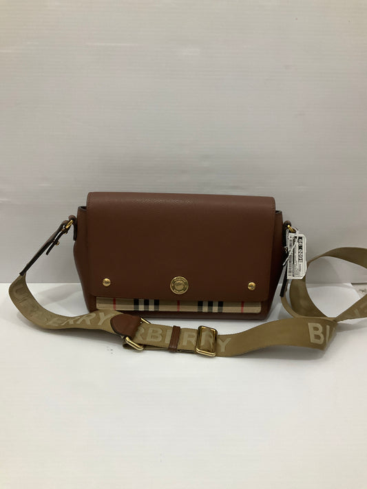 Crossbody Luxury Designer By Burberry In Brown & Cream, Size:Medium