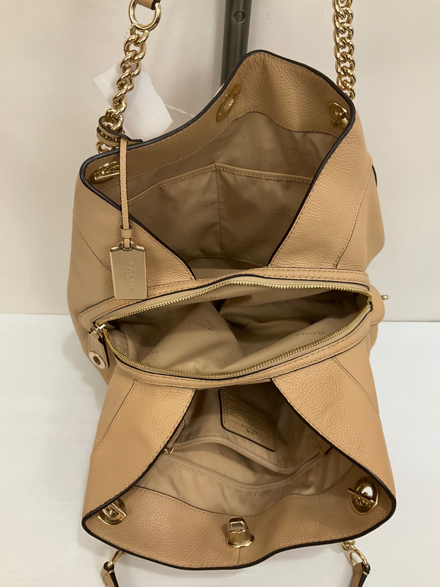 Handbag Designer By Coach In Tan, Size:Large