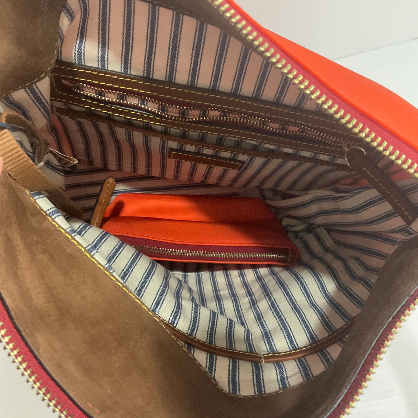 Handbag Designer By Dooney And Bourke In Brown & Orange, Size:Large