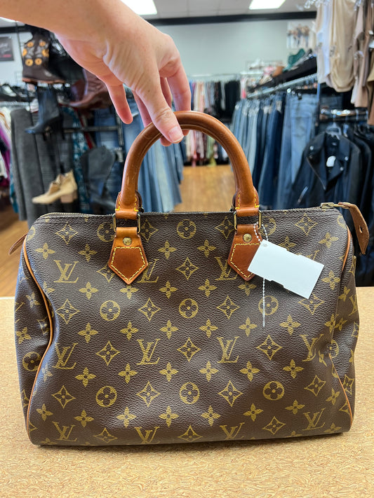 Handbag Luxury Designer By Louis Vuitton In Brown, Size:Medium