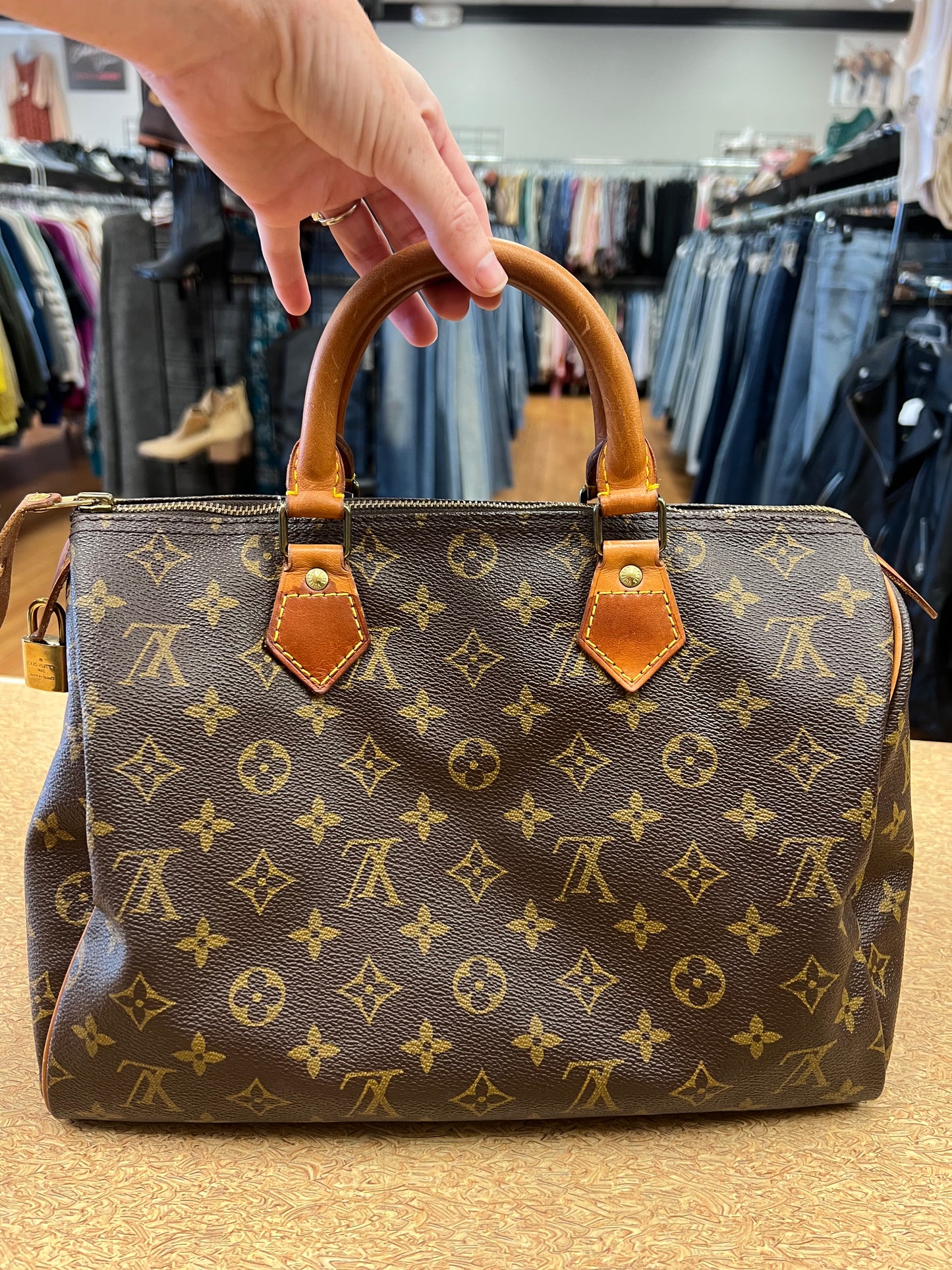 Handbag Luxury Designer By Louis Vuitton In Brown, Size:Medium