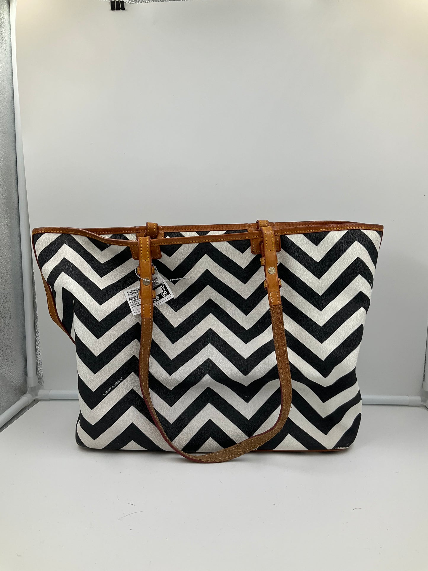 Handbag Designer By Dooney And Bourke In Black & White, Size:Medium